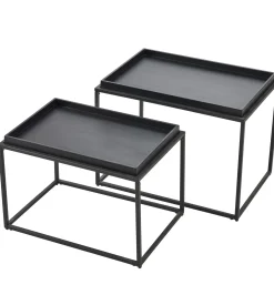 CASA Apollo Mesas Auxiliares Juego De 2 Negro Discount