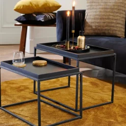 CASA Apollo Mesas Auxiliares Juego De 2 Negro Discount