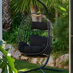 CASA Bazai Silla Colgante Con Soporte Negro Discount