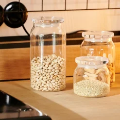 CASA Crystal Tarro De Cocina Con Tapa Transparente New