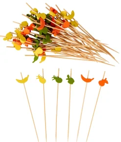 CASA Fruities Palillos Apero Juego De 50 Mezcla De 3 Colores Naranja, Amarillo, Verde New