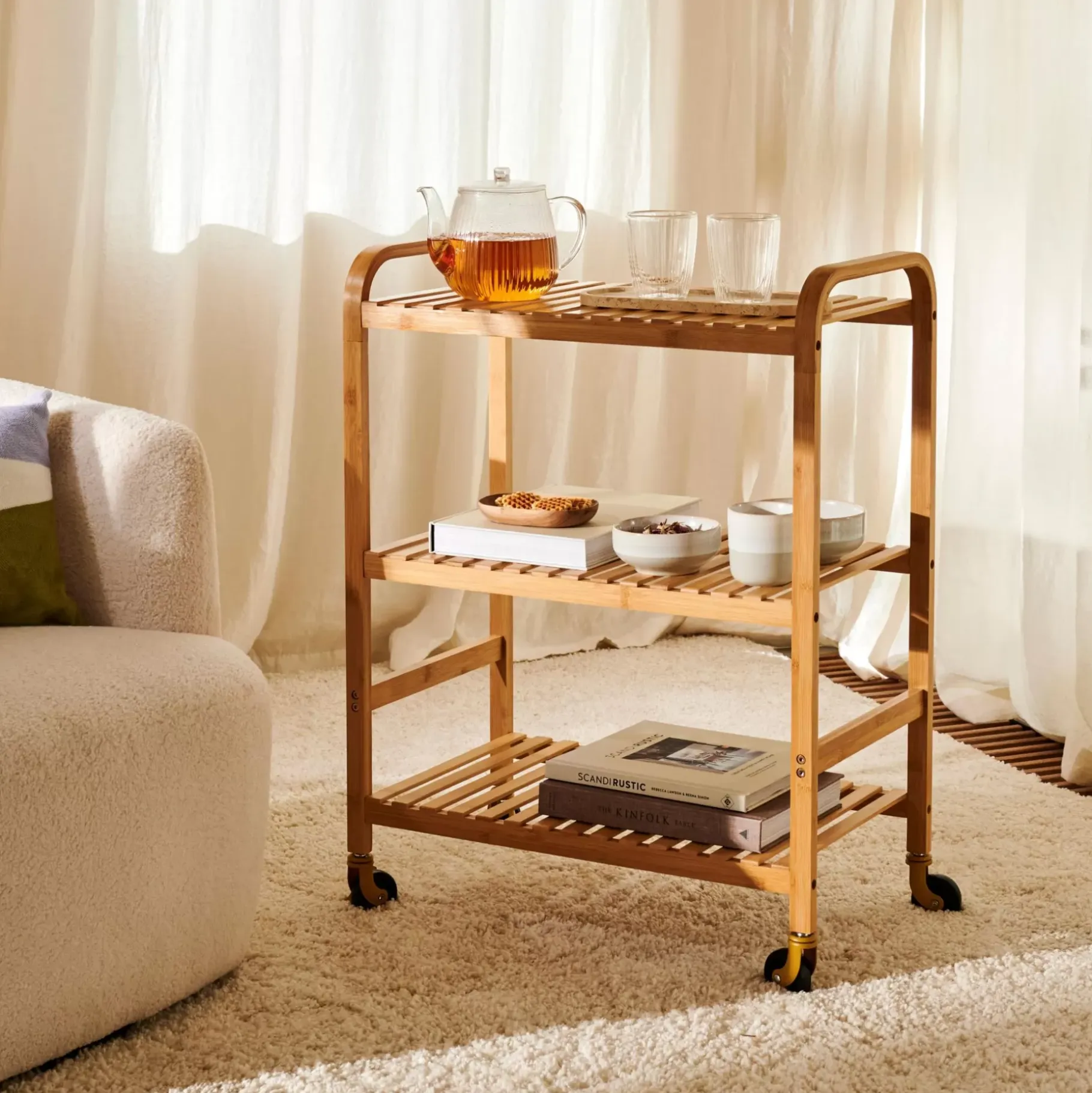 CASA Helge Estanteria Con Rueda Natural Best