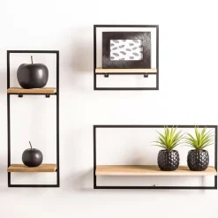 CASA Mix&Match Estanteria De Pared Negro, Natural Hot