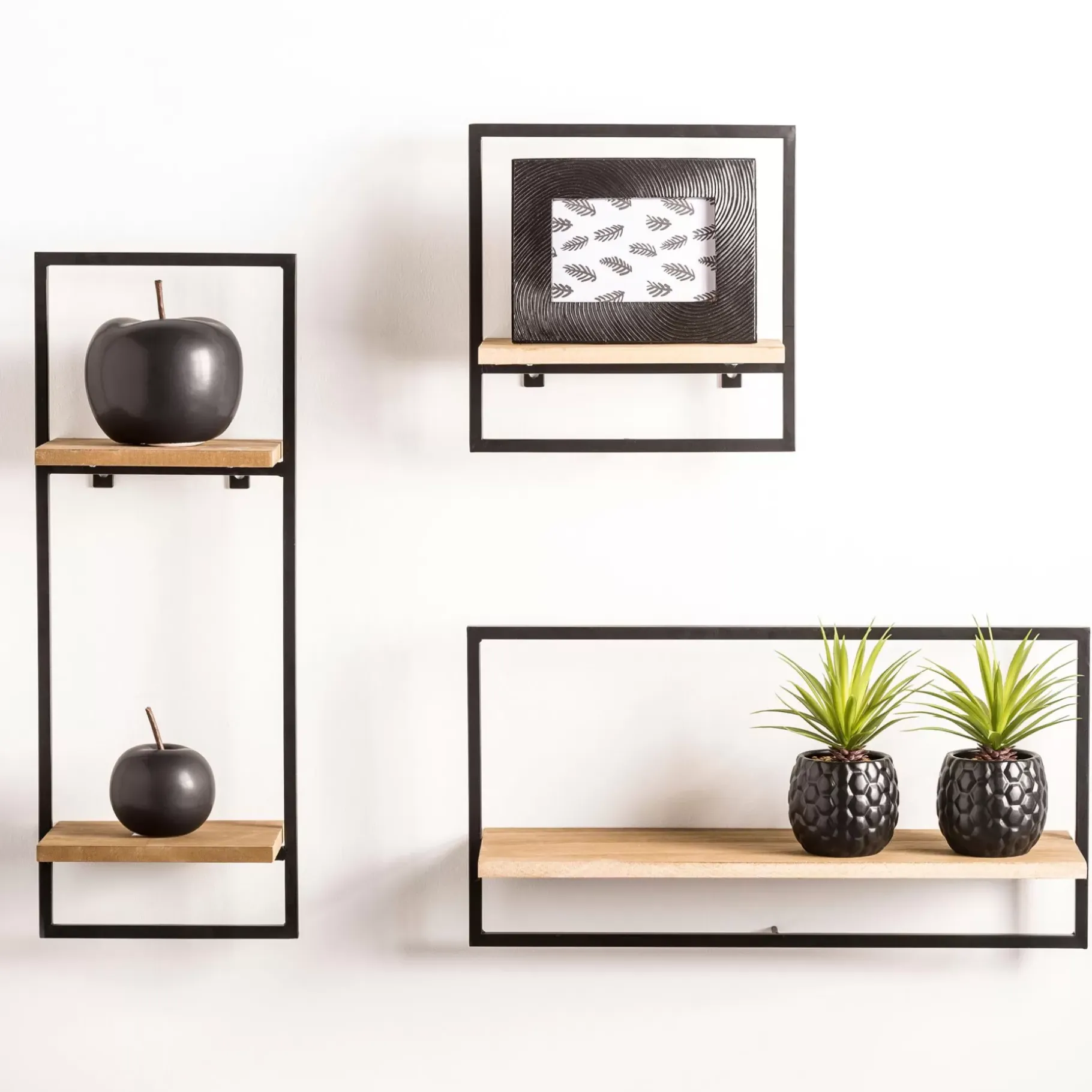CASA Mix&Match Estanteria De Pared Negro, Natural Clearance