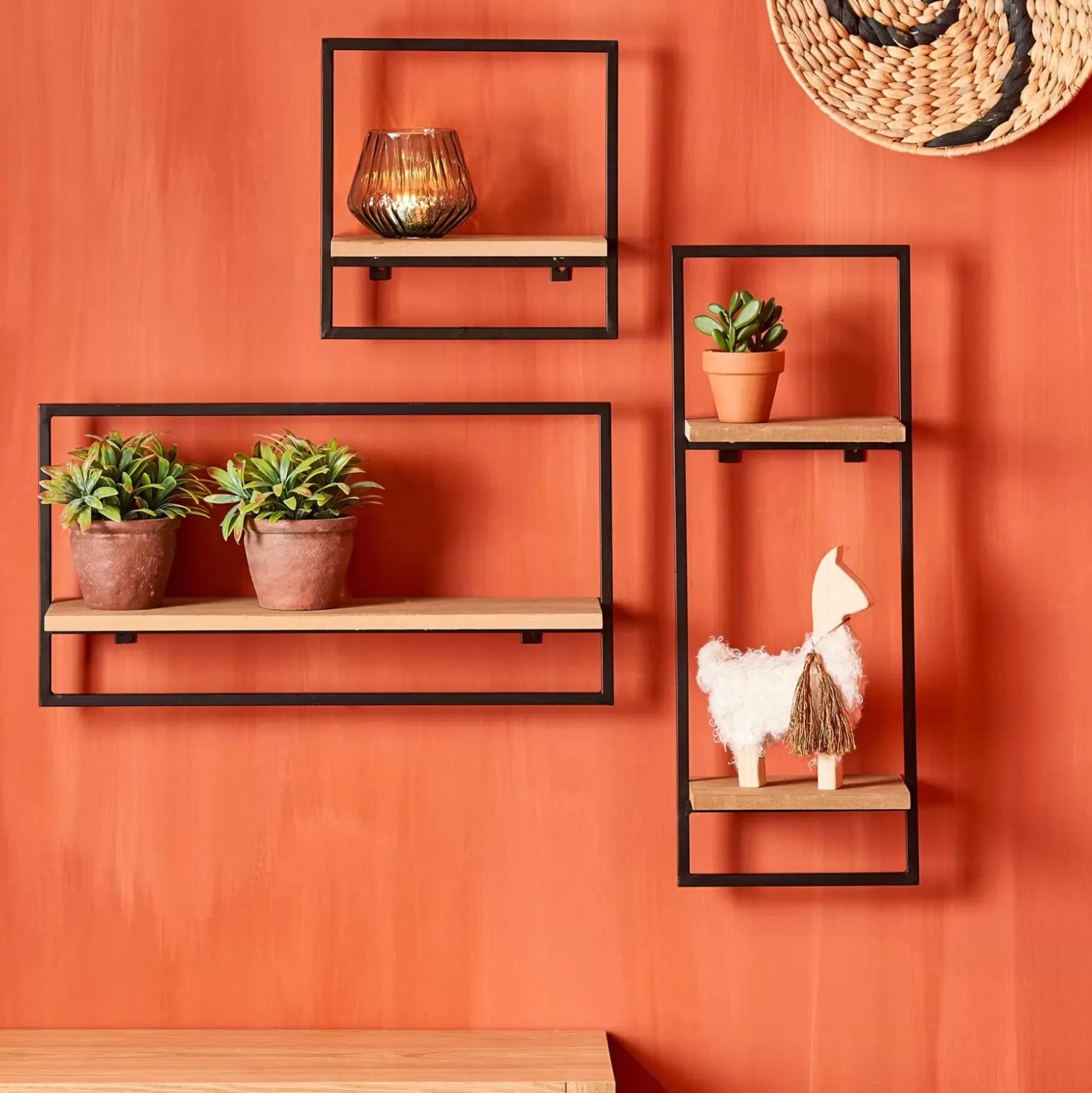 CASA Mix&Match Estanteria De Pared Negro, Natural Clearance