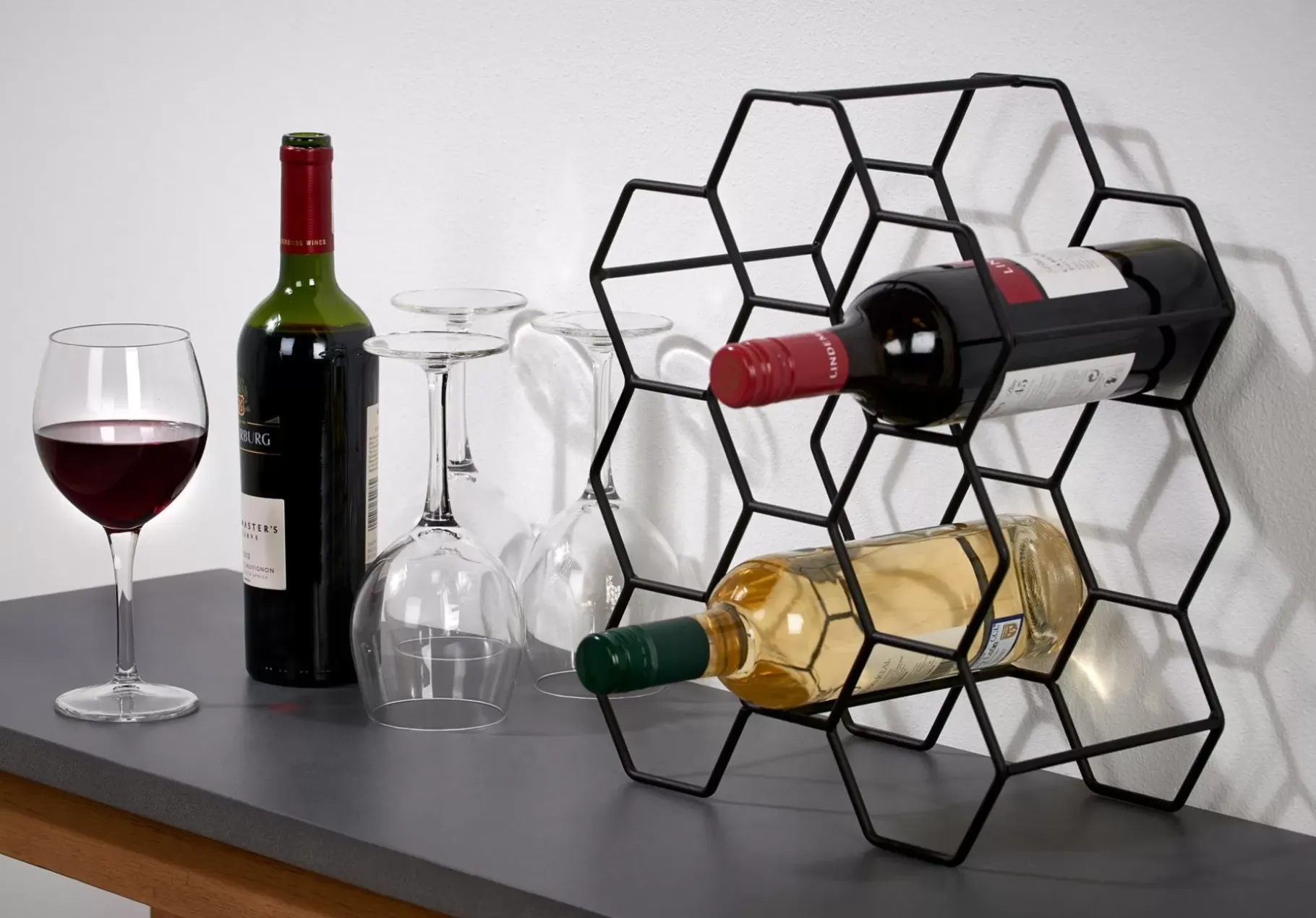 CASA Nau Botellero Para 9 Botellas Negro Hot
