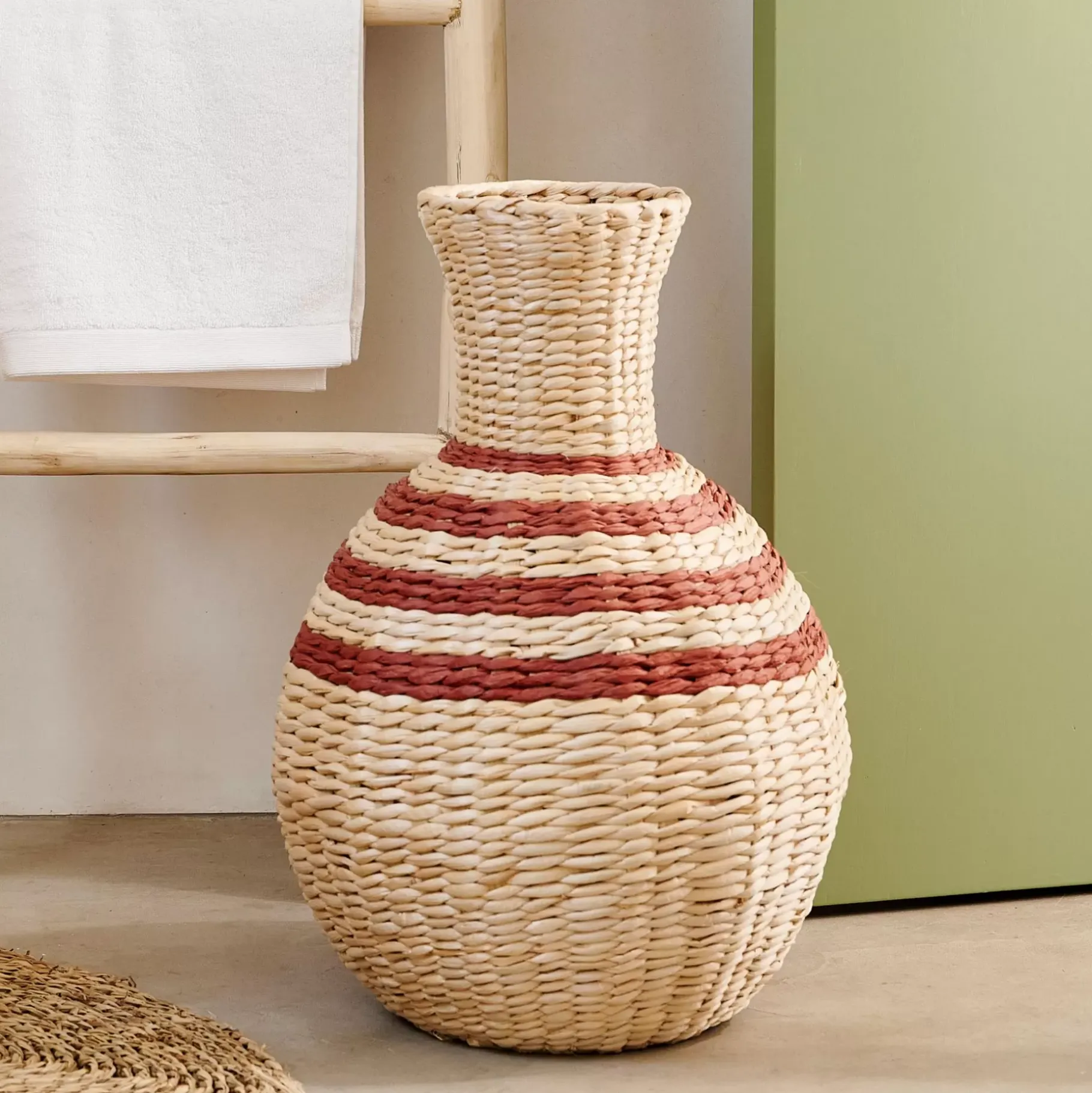 CASA Nepal Florero Marron, Natural, Rojo Oscuro New