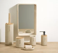 CASA New Resin Cepillo Wc En Soporte Natural New