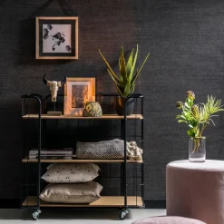 CASA Oslo Con Ruedas 3 Baldas Negro, Natural Clearance