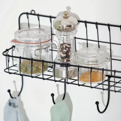 CASA Oslo Organizador Cocina Con Ganchos Negro Discount