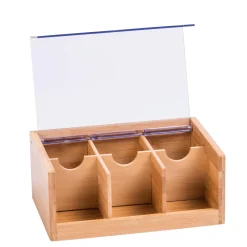 CASA Panda Caja Para Te 6 Compart. Transparente, Natural New