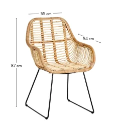 CASA Rotan Silla De Comedor Natural Discount