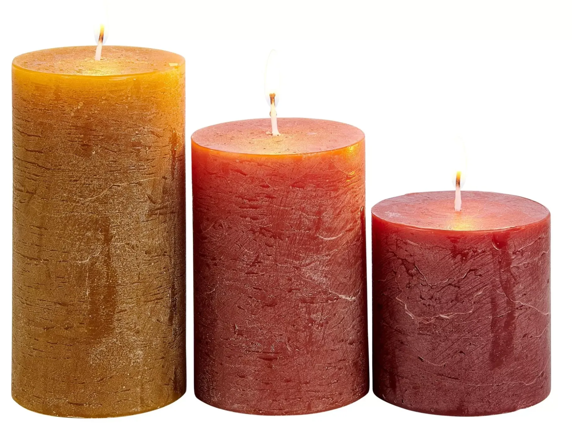 CASA Rustic Velas Juego De 3 Verde, Crema, Morado Claro Outlet