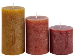 CASA Rustic Velas Juego De 3 Verde, Crema, Morado Claro Outlet