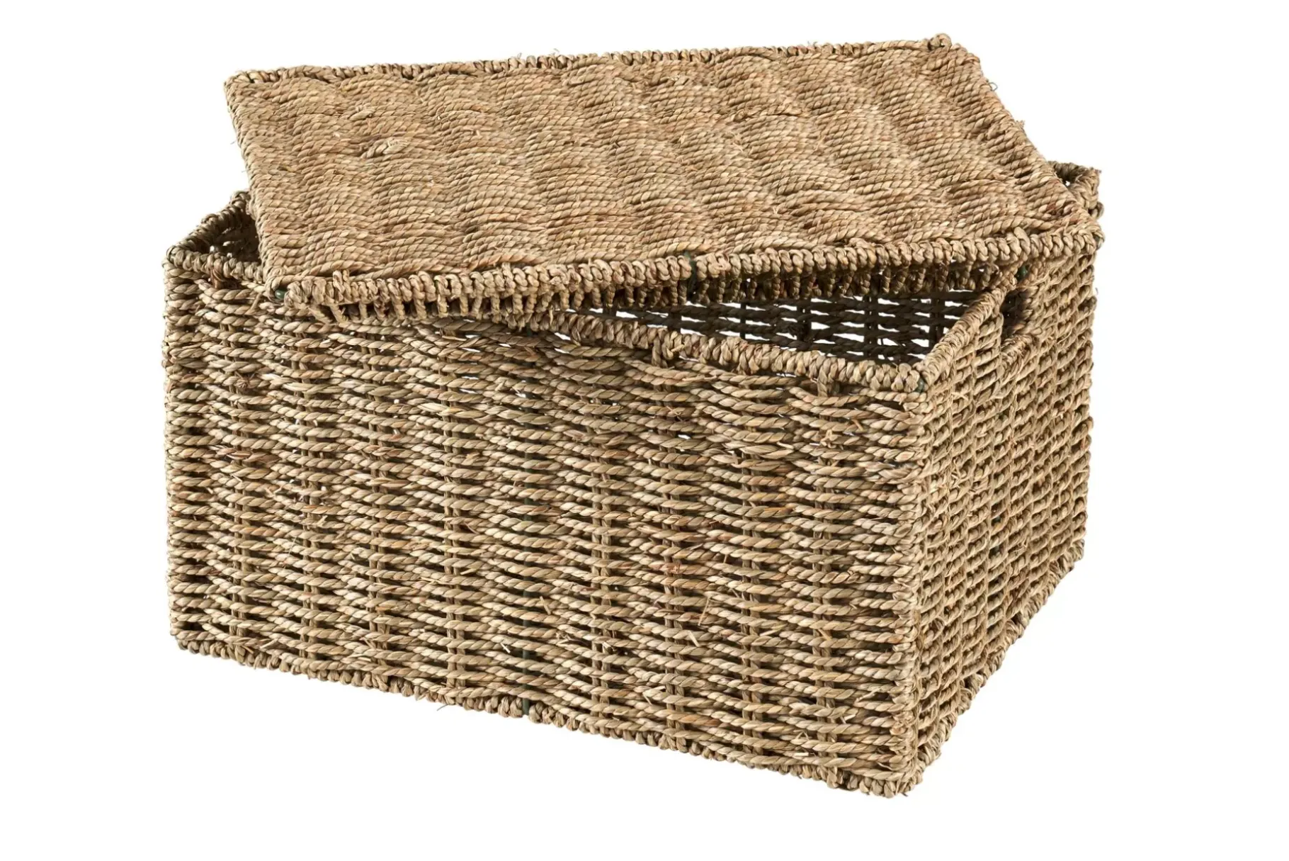 CASA Seagrass Cesta Almacenaje L Con Tapa Natural