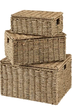CASA Seagrass Cesta Almacenaje S Con Tapa Natural Hot