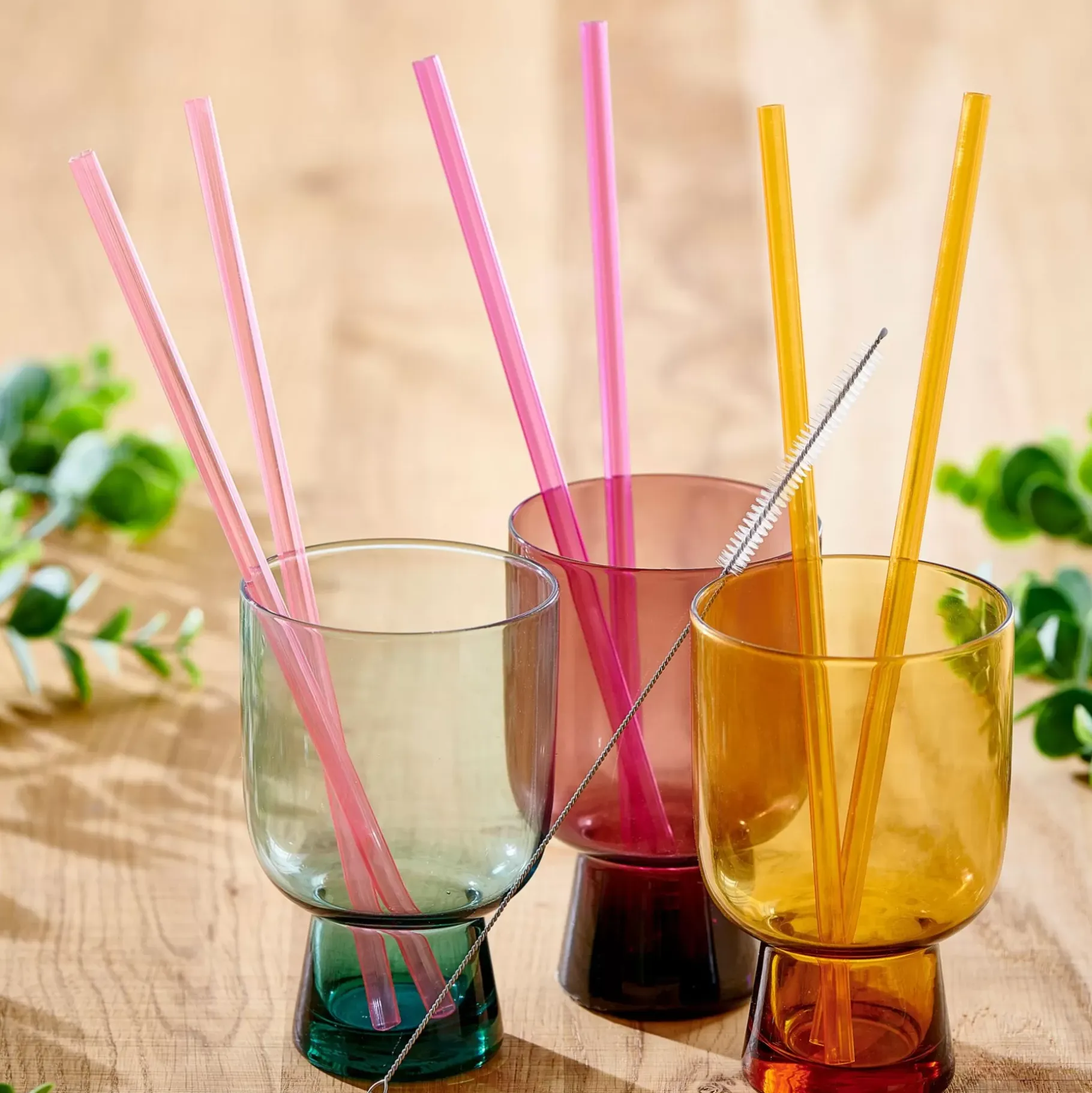 CASA Slurp Pajitas Reutiliz Juego De 6 Mezcla De 3 Colores Naranja, Morado, Rosa Clearance