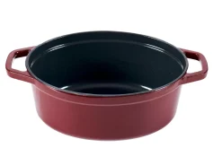 CASA Stew Olla Hierro Fundido Ovalado Rojo Oscuro