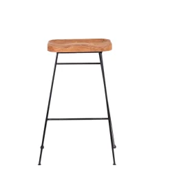 CASA Teak Taburete Bar Negro, Natural Online