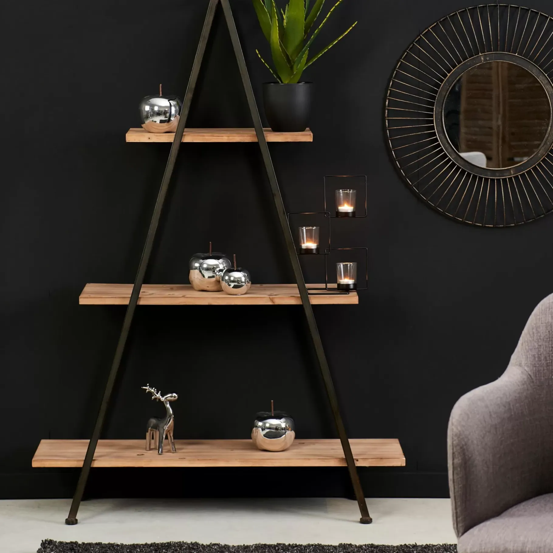 CASA Vermont Estanteria De Pared Negro, Natural Best